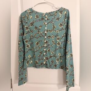 Free People-Floral Button-Up Women’s lightweight cropped cardigan-M